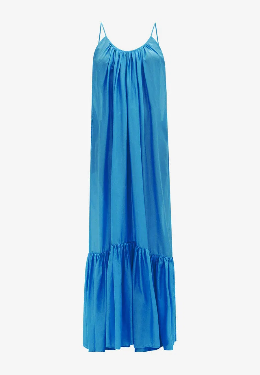 knee length dresses for ladies Women’s Splendor Formal Maxi Dress – Elegant Modest V-Neck Pleated Evening Dress Navy / M at SexyModest main image 0