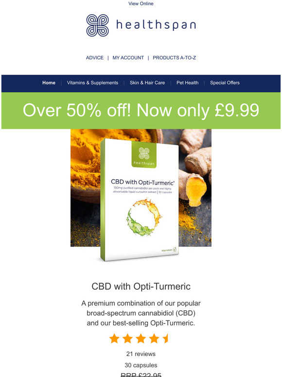 Over 50% off! CBD with Opti-Turmeric only 9.99!