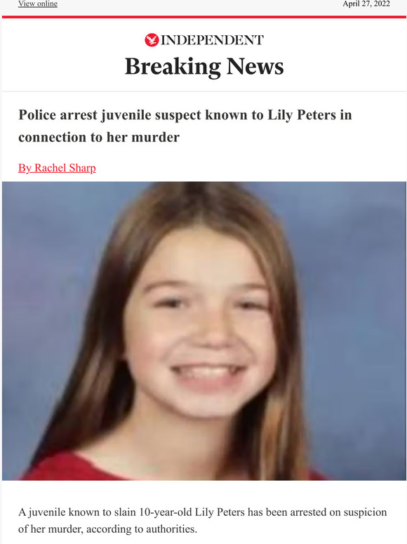 The Independent Police arrest juvenile suspect known to Lily Peters in
