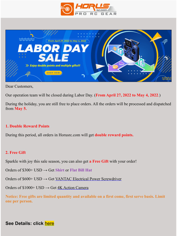 HorusRC 2022 Labor Day Sale