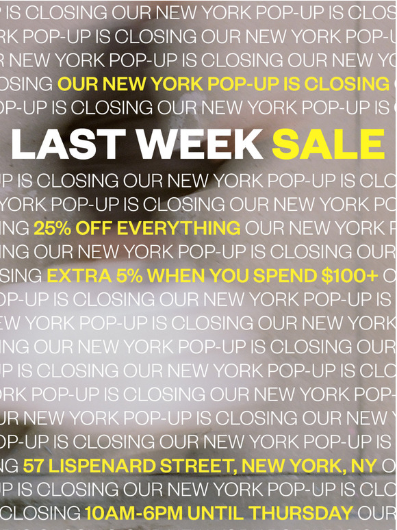 Last Week Pop-up Sale!