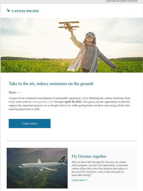 We're offsetting carbon emissions for flights booked through April 30