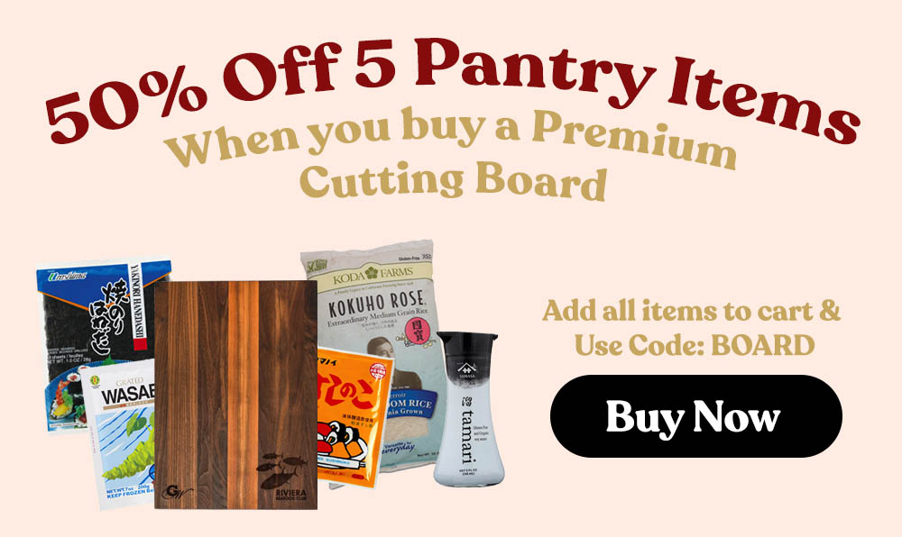50% off 5 pantry items when you buy a premium cutting board! Add all items to cart & use code: BOARD