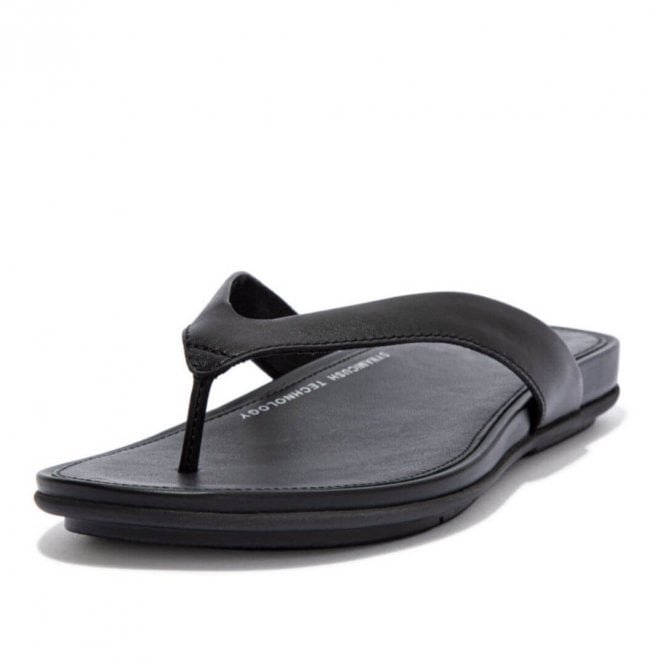 Gracie™ Leather Toe Post Sandals in All Black 