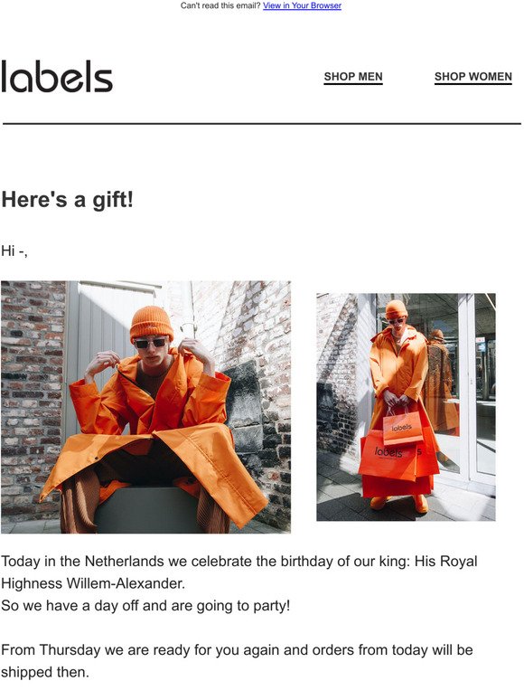  King's Day: -10% off 