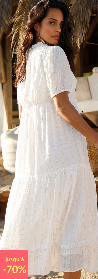 Robe longue volantée unie