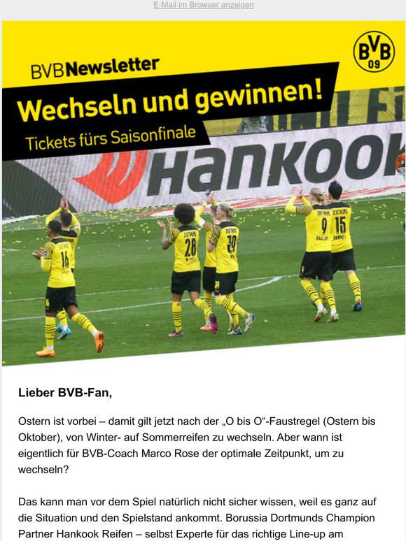 Was Kostet Ein Vip Ticket Beim Bvb BVB Borussia Dortmund: Sei mit Hankook als VIP beim Saisonfinale dabei