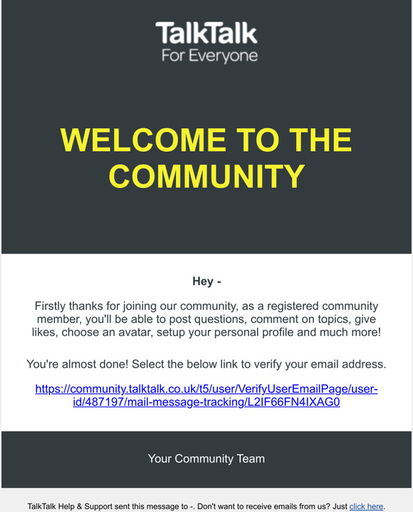 Welcome to TalkTalk Help & Support! You're almost done!