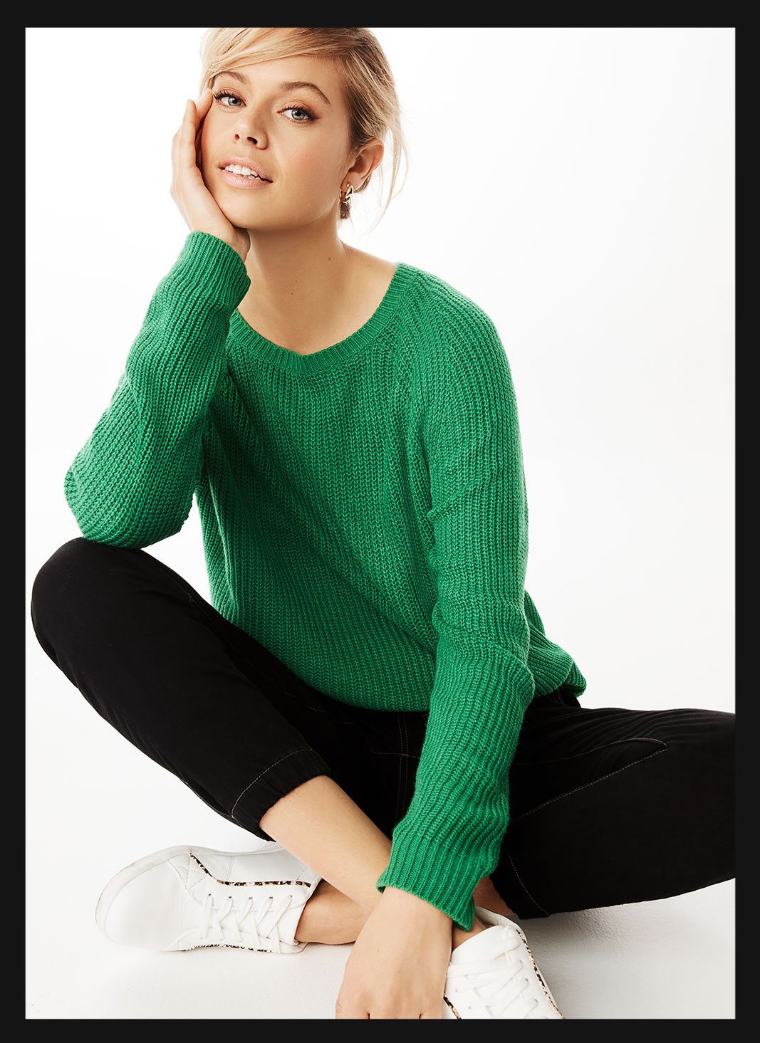 Khoko Basics Textured Knit Jumper Bright Green