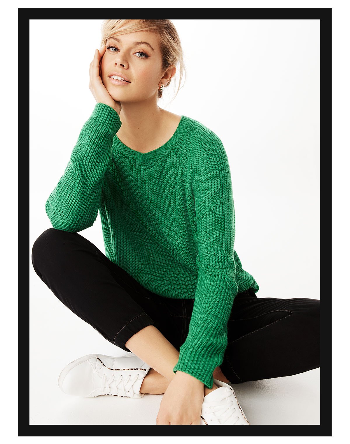 Khoko Basics Textured Knit Jumper Bright Green