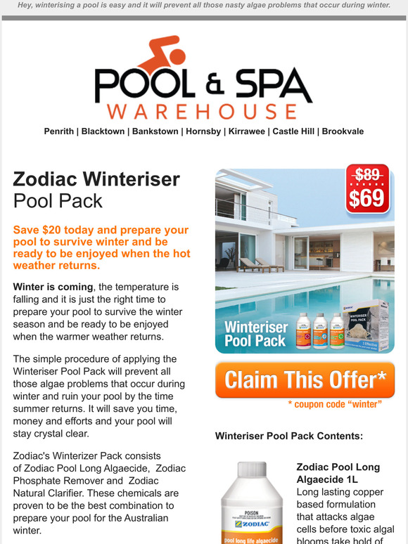 Pool and Spa Warehouse Have you winterised your pool? (Here is 20 Off