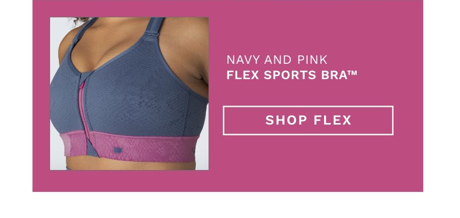 SHEFIT® Flex Sports Bra, now in Navy and Pink. 