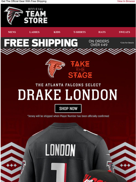 Drake London Jersey  Drake London Atlanta Falcons Jerseys & T-Shirts -  Falcons Store