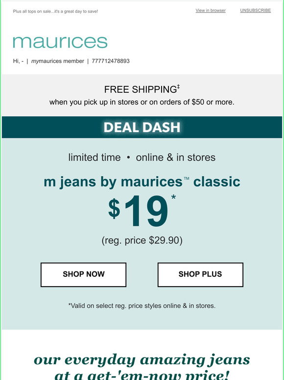 maurices.com: $19 jeans! $19 jeans! $19 
