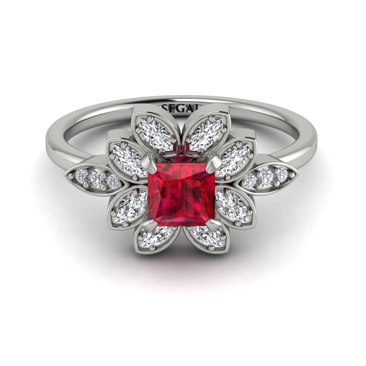 Image of Floral Nature Inspired Ruby Ring - Carol No. 12