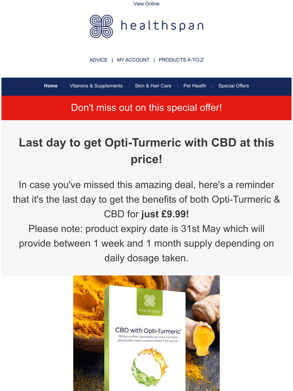 Save 56% off Opti-Turmeric with CBD - last day for this offer!