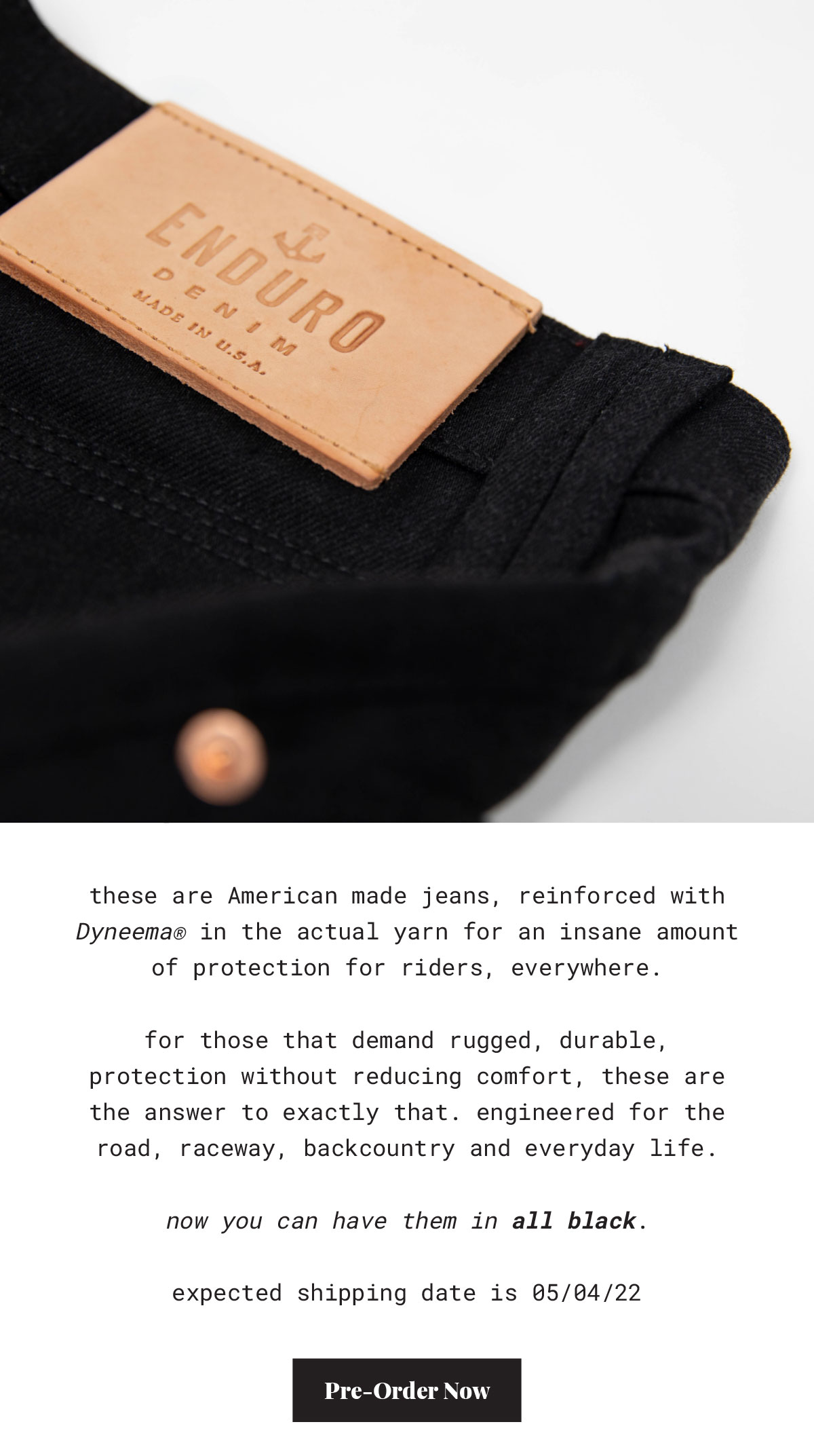 Pre-Order Now: Enduro Denim in Black