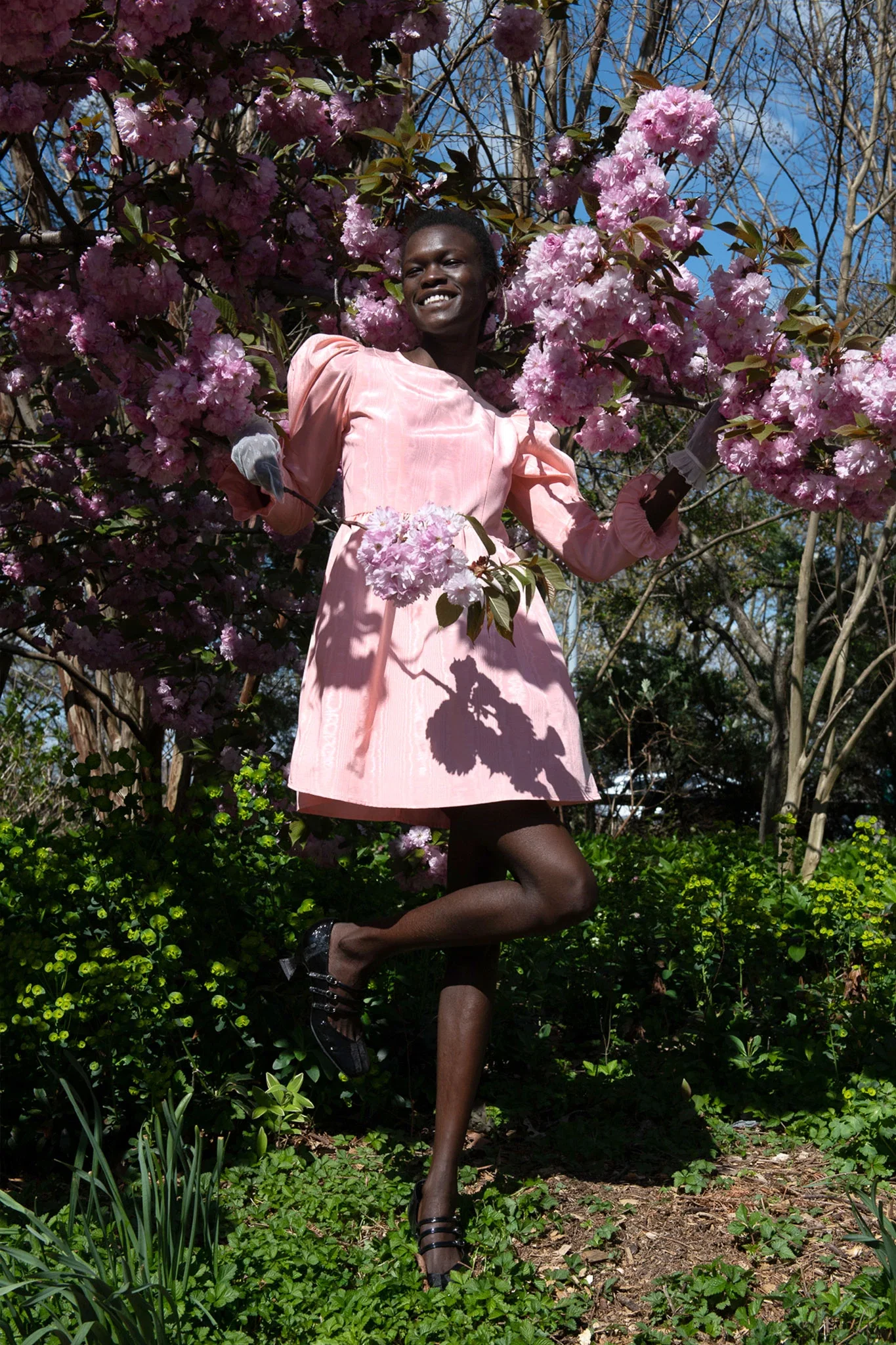 Image of Square Neck Mini Prairie Dress in Lupine Pink Moiré