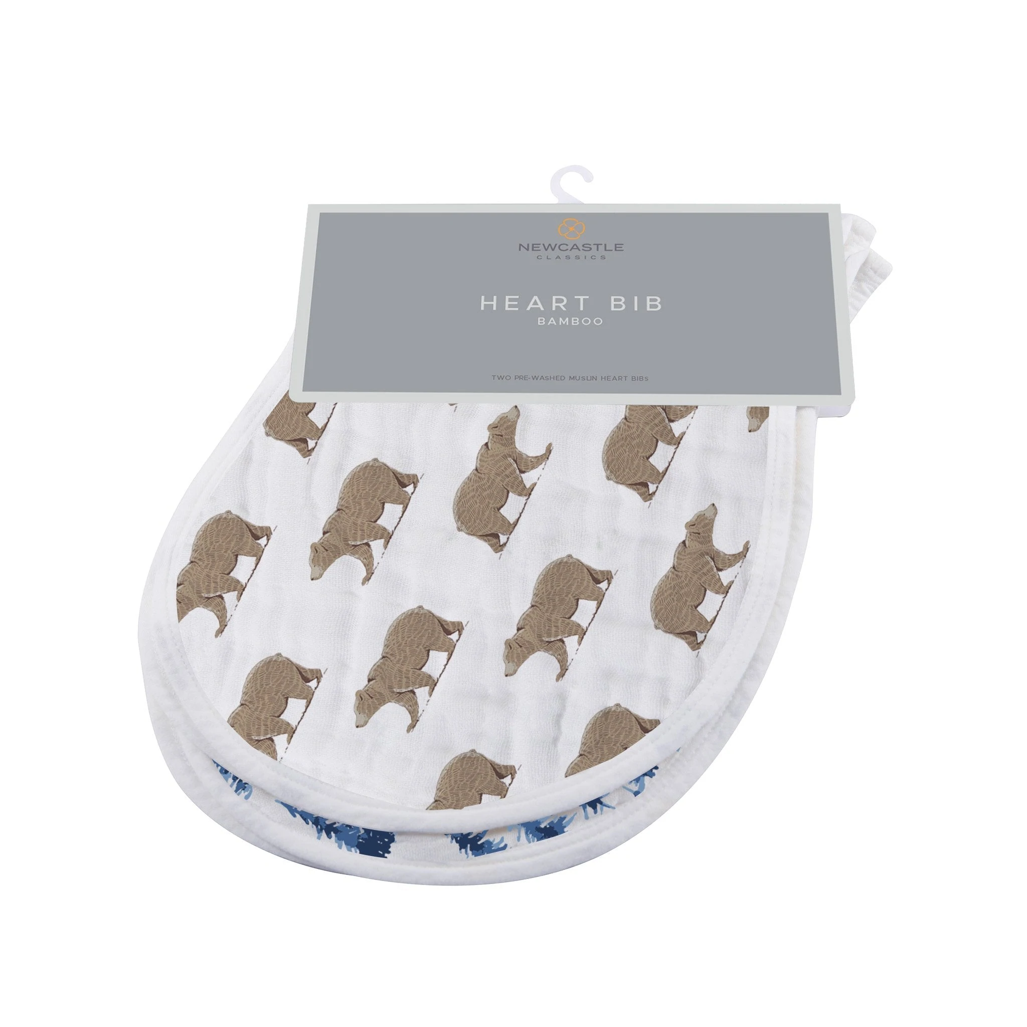 Image of Goodnight Bear Bamboo Heart Bib 2PK