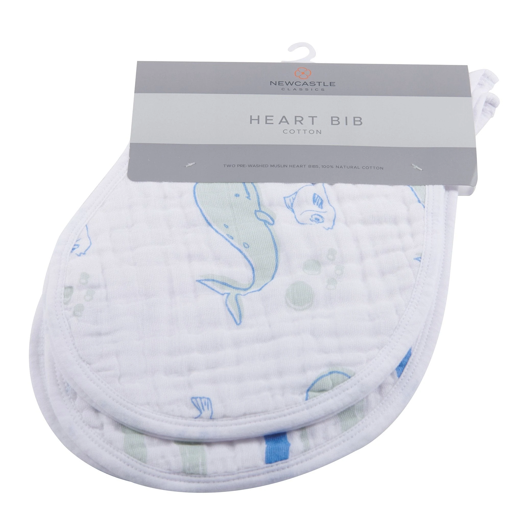 Image of Ocean Cotton Heart Bib 2PK