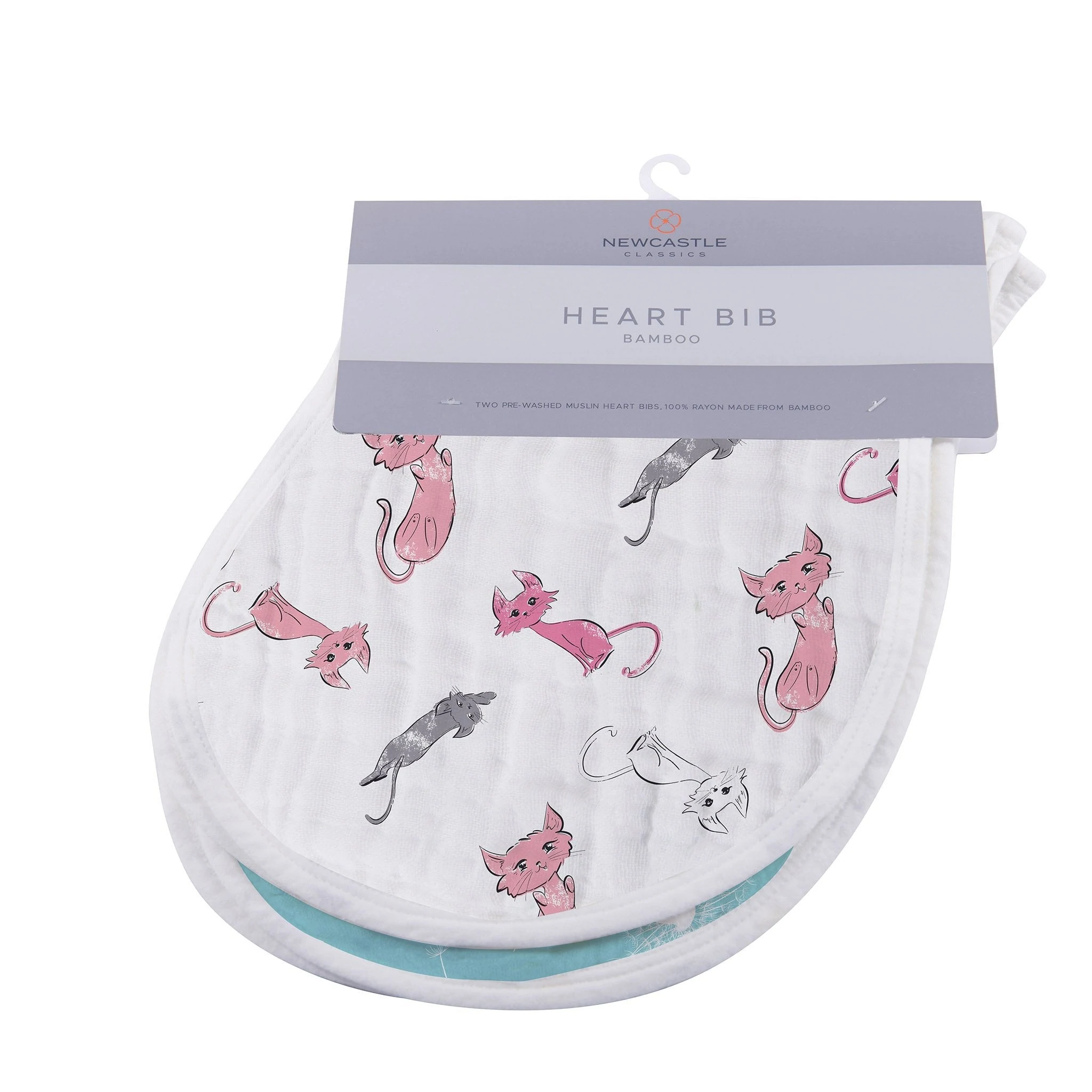 Image of Dandelions Bamboo Heart Bib 2PK