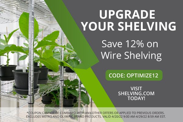 Upgrade Your Shelving - Save 12% on wire shelving - CODE: OPTIMIZE12