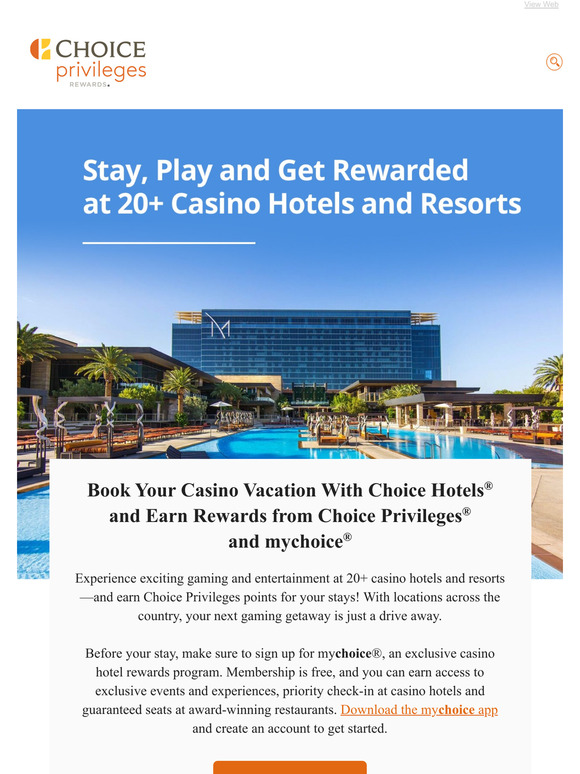 Choice Hotels Casino Hotel Rewards from Choice Privileges and mychoice