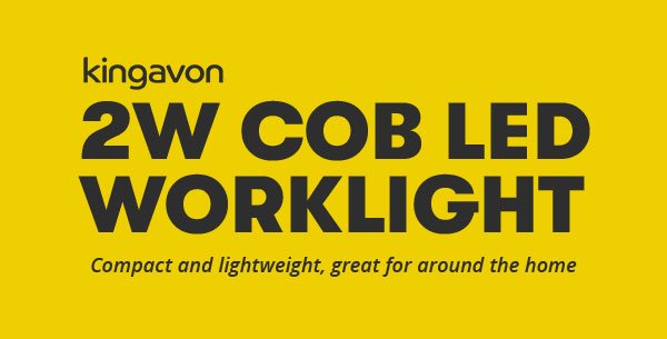 Kingavon 2W COB Work Light with Built-In 1W LED Flash Light - Only £7.99