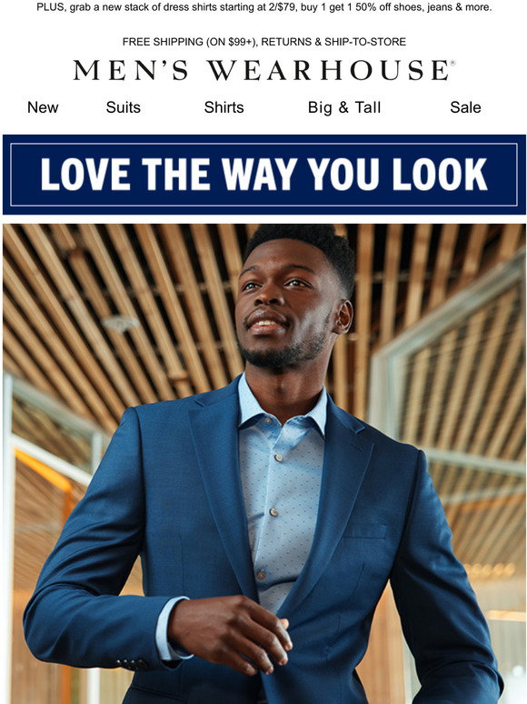 Men's Wearhouse The Wardrobe Sale Refresh starts NOW! 149.99 suits & more Milled