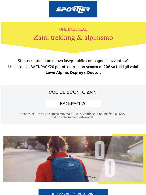 Sportler: Risparmia 20 su zaini selezionati | Milled