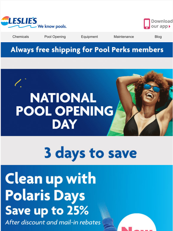 Leslie's Pool Supply Polaris Days [3 Days Only] & National Pool