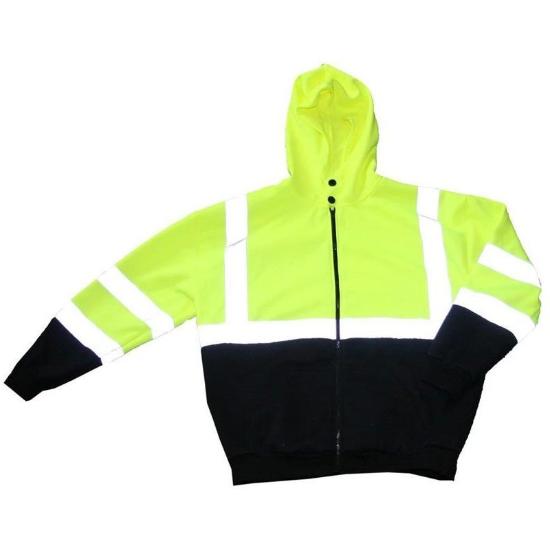 Work Force Men's Class 3 Hi Viz Black Bottom Full Zip Hoodie