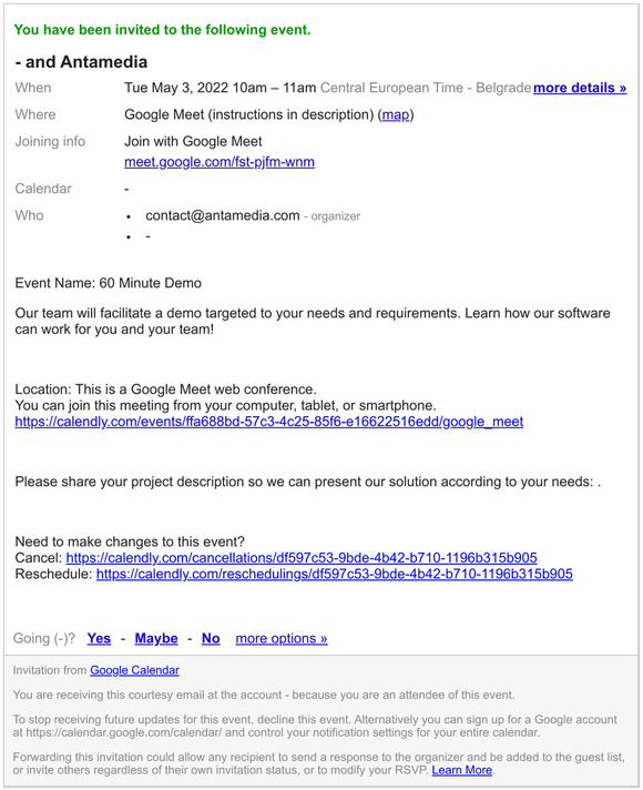 Invitation: -and Antamedia @ Tue May 3, 2022 10am - 11am (CEST) (-