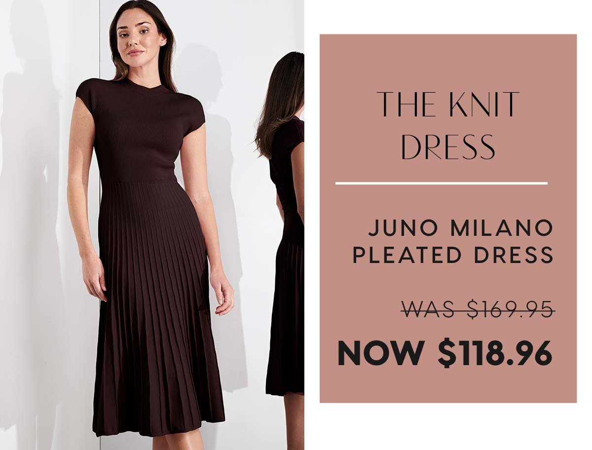 The Knit Dress. Juno Milano Pleated Dress  WAS $169.95 NOW $118.96