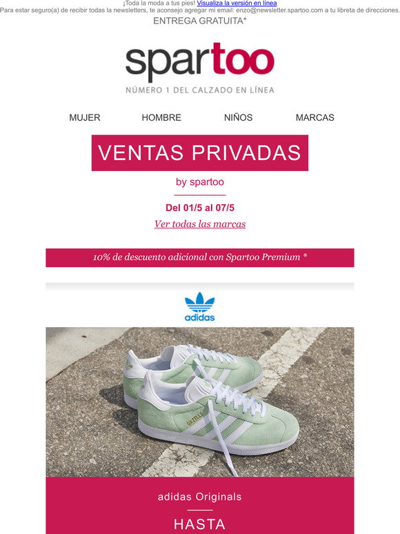 Spartoo.es CPL: EN EXCLUSIVA, 7 das de PROMOCIONES! Hasta el 50% de  descuento en Pikolinos, adidas Originals, Yurban, Cetti y Fishikii con  entrega gratuita | Milled