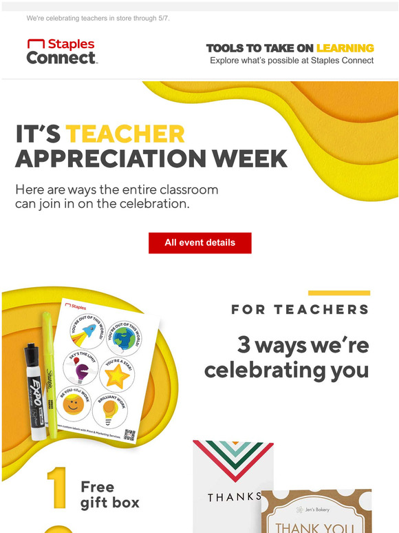 Staples Teacher Appreciation Week starts NOW! Milled