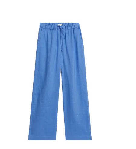 Linen Drawstring Trousers Blue