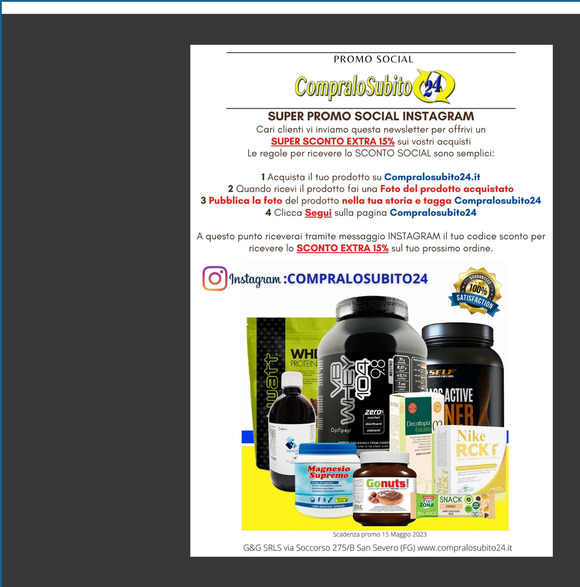 Voucher EXTRA SCONTO 15% Compralosubito24.it