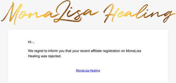 Your Affiliate Application Has Been Rejected