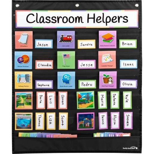 Classroom Helpers Pocket Chart and Cards - 1 pocket chart, 69 cards
