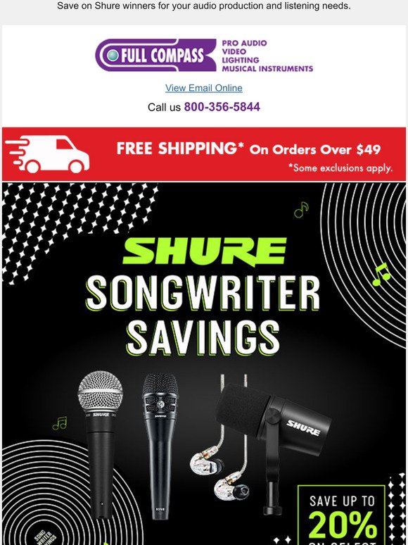 Dont miss up to 20% off select Shure products