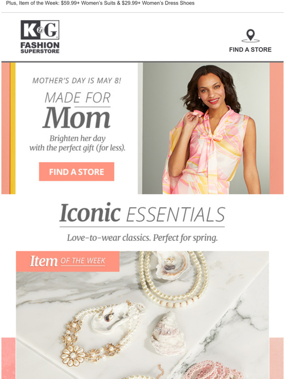 K&G Fashion Super Store Item of the Week for her Buy 1 Get 1 50 Off