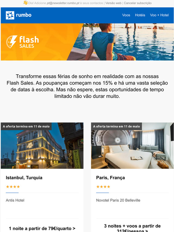 Aproveite a partir de apenas 79 com as nossas Flash Sales