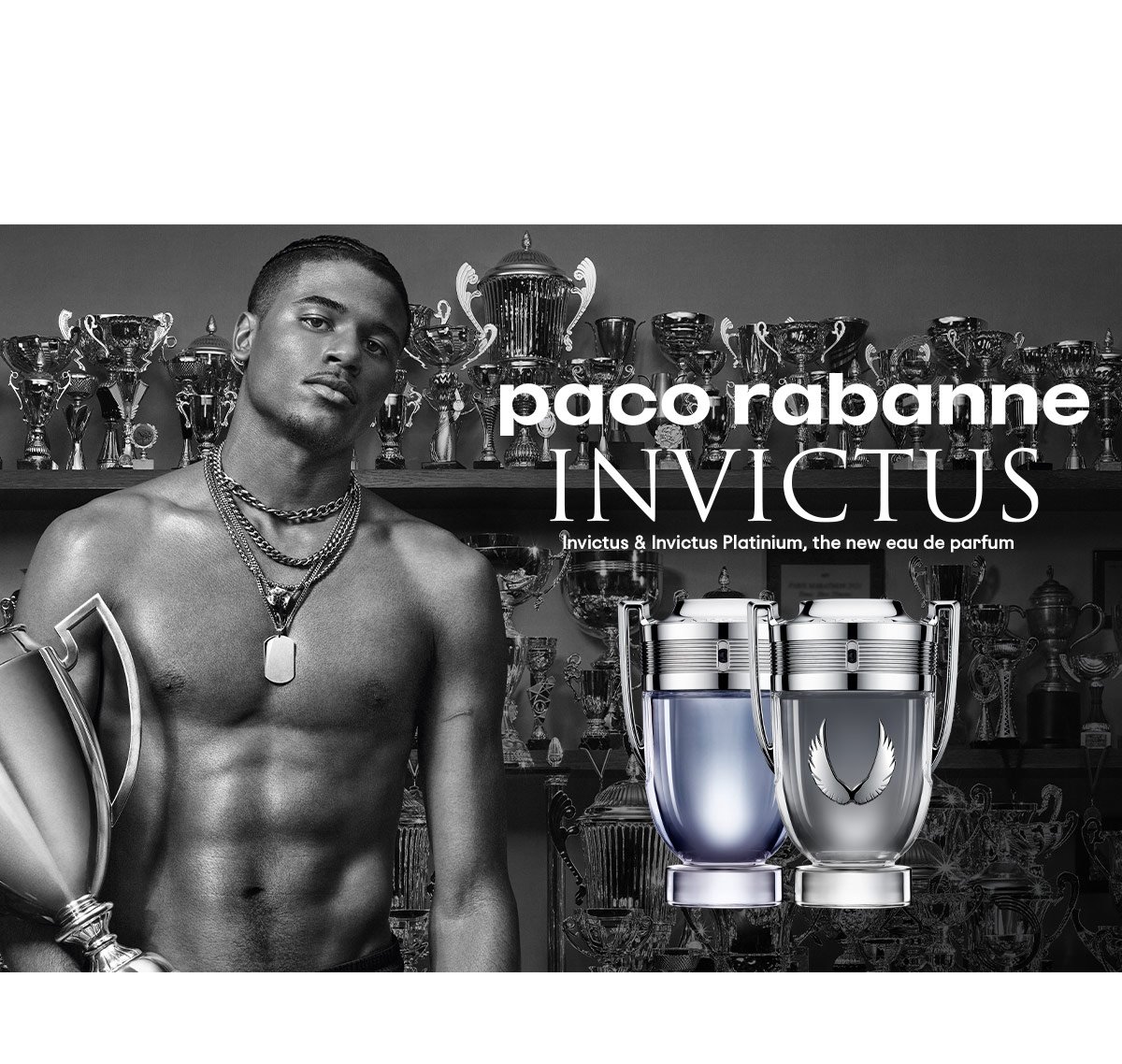 Objednajte produkty z kolekcie Invictus od Paco Rabanne a my vám k balíčku pribalíme cestovný sprej Invictus Platinum ako darček.