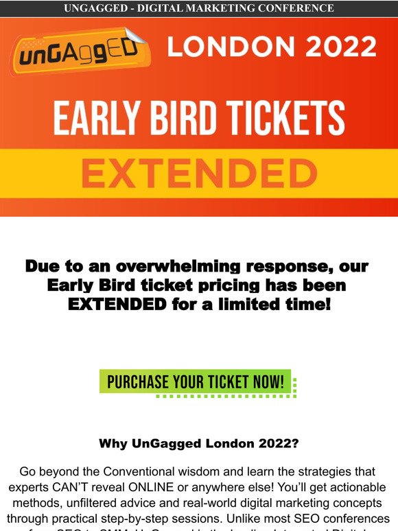 EXTENDED: Early Bird Tickets Extended for Limited Time!