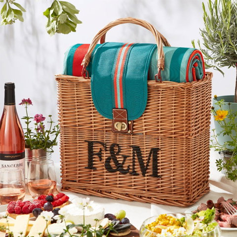 Hamper Tote with Waterproof Picnic Blanket
