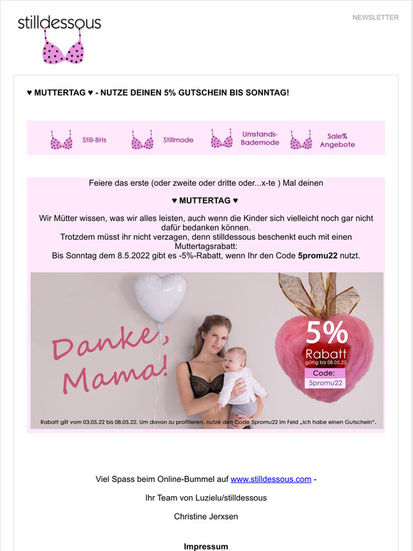   MUTTERTAG   - Nutze deinen 5% Gutschein bis Sonntag!