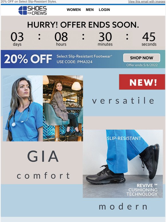 20% Off + Gia with Revive Cushioning Technology is Here