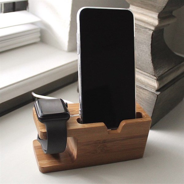 Wooden Phone and Watch Charging Dock