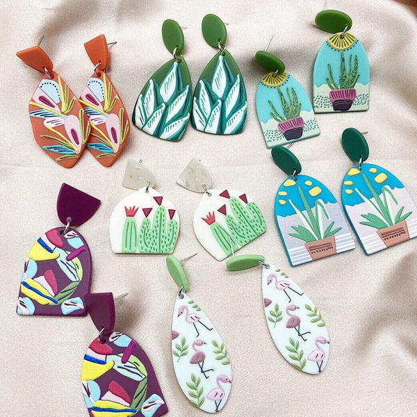 Acrylic Seagrass Print Earrings